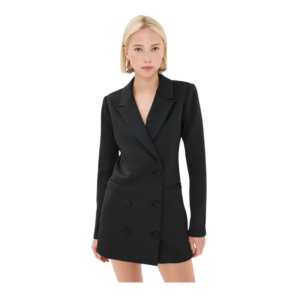 Good American Scuba Exec Blazer Dress Black Double Breasted Size 1 (Small) NWT